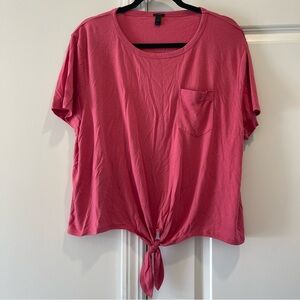 J. Crew Casual Pink Tie-Front Short Sleeve Top Women’s Plus Size 2X